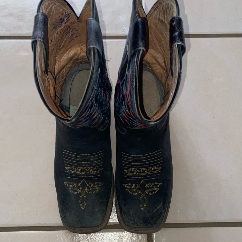 Black square toe boots